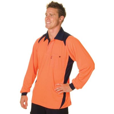 DNC 3894-175gsm HiVis Cool Breathe Action Polo Shirt, L/S - Click Image to Close