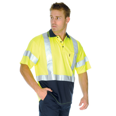 DNC 3912-175gsm Polyester HiVis D/N Micromesh Polo Shirt with Cr - Click Image to Close