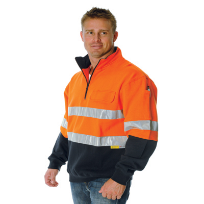 DNC 3925-300gsm HiVis Two Tone 1/2 Zip Cotton Fleecy Wincheater