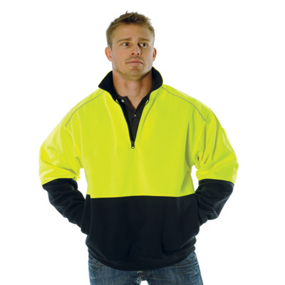 DNC 3928-300gsm Polyester Cotton HiVis Two Tone 1/2 Zip Reflecti - Click Image to Close