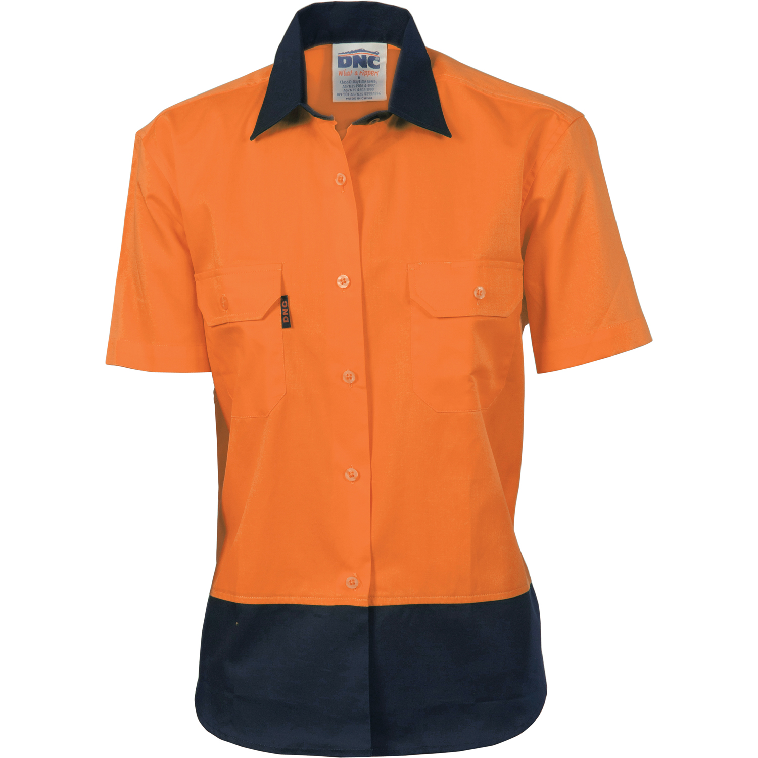 DNC 3931-190gsm Ladies HiVis Two Tone Cotton Drill Shirt, S/S