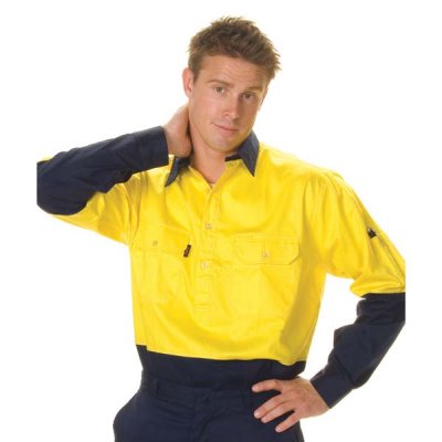 DNC 3934-155gsm HiVis Two Tone Cool-Breeze Close Front Cotton S - Click Image to Close