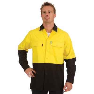 DNC 3938-155gsm HiVis 3 Way Cool-Breeze Cotton Shirt, L/S