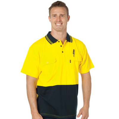 DNC 3943-200gsm HiVis Cool-Breeze Cotton Jersey Polo Shirt with - Click Image to Close
