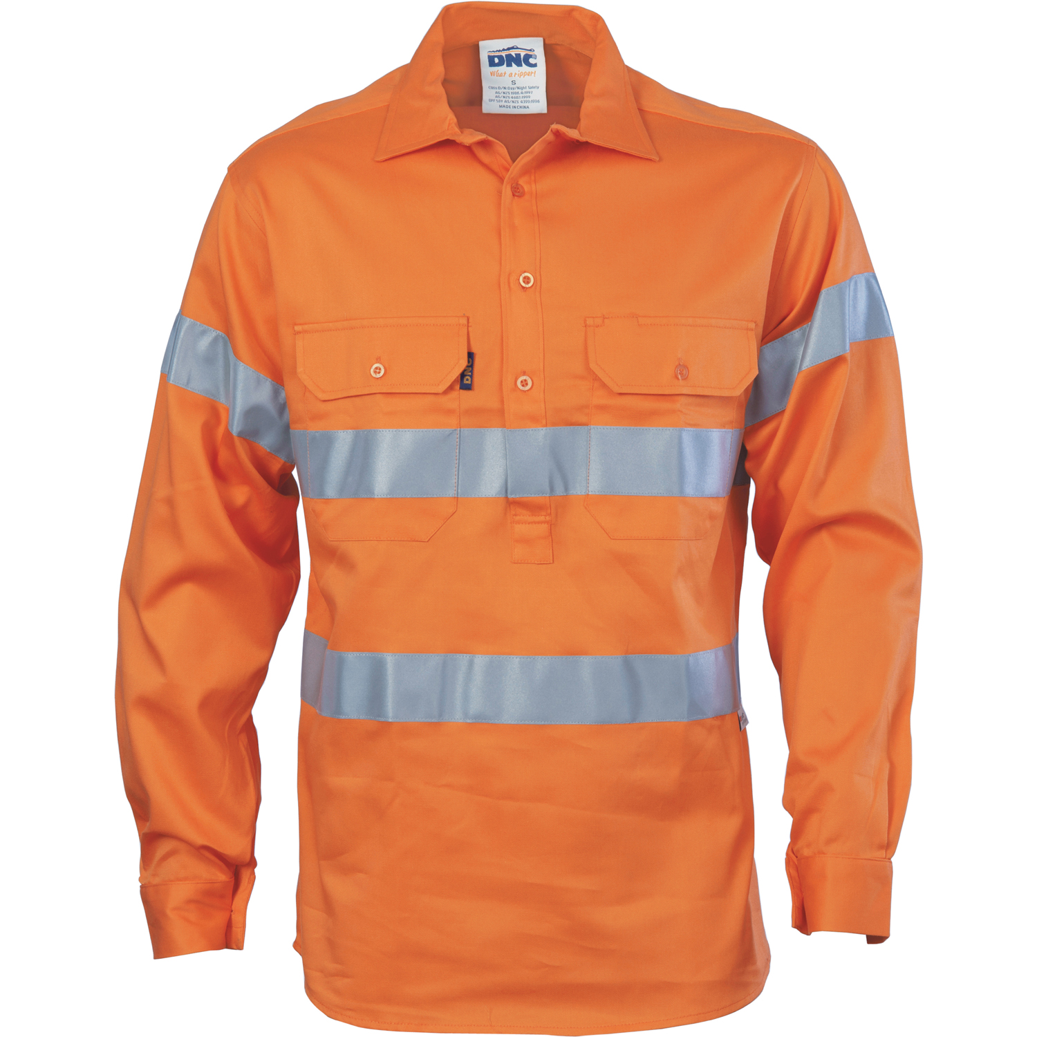 DNC 3945-155gsm HiVis Cool-Breeze Close Front Cotton Shirt with