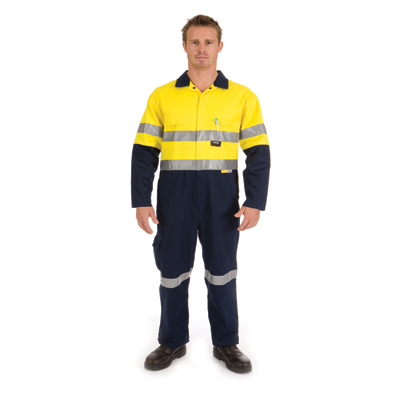 DNC 3955-190gsm HiVis Two Tone Cool-Breeze Cotton Coverall 3M R - Click Image to Close