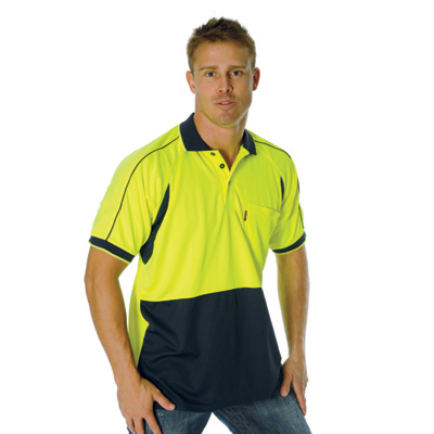 DNC 3753-175gsm HiVis Cool-Breathe Double Piping Polo,S/S