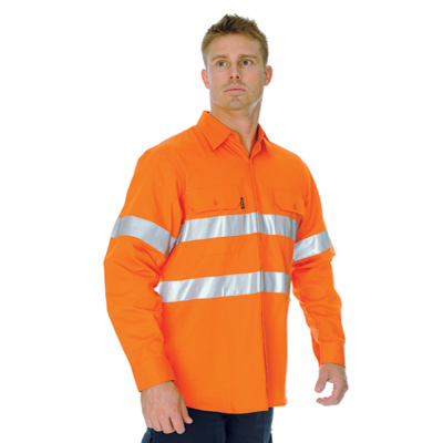 DNC 3985-155gsm HiVis Cool-Breeze Vertical Vented Cotton Shirt - Click Image to Close