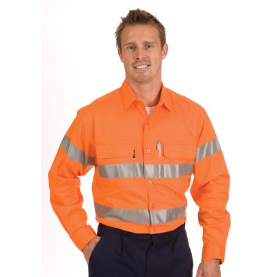 DNC 3987-155gsm HiVis Cool-Breeze Cotton Shirt with 3M 8906 R/Ta - Click Image to Close