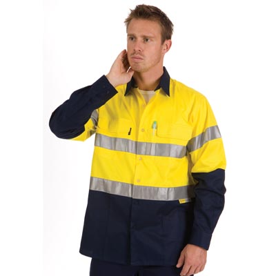 DNC 3988-155gsm HiVis Two Tone Cool-Breeze Cotton Shirt with 3M - Click Image to Close