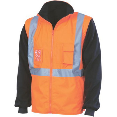 DNC 3990-200D Polyester/PVC, HiVis “4 in 1” Zip off Sl eeve Revi - Click Image to Close