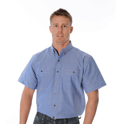 DNC 4101-155gsm Cotton Chambray Shirt, Twin Pocket, S/S - Click Image to Close