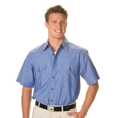 DNC 4103-155gsm Twin Flap Pocket Cotton Chambray Shirt, S/S