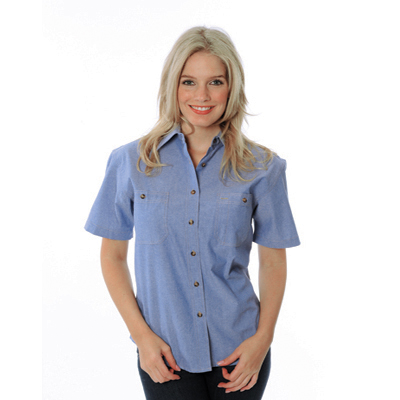 DNC 4105-155gsm Ladies Cotton Chambray Shirt, S/S - Click Image to Close