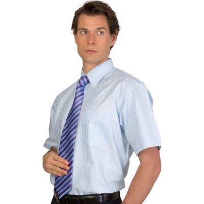 DNC 4155-120gsm 60% Cotton Mens Tonal Stripe Shirt, S/S - Click Image to Close