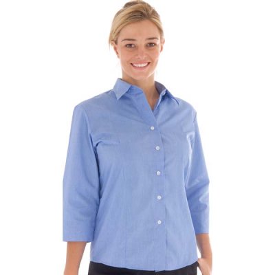 DNC 4213-110gsm Polyester Cotton Ladies Chambray Shirt, ¾ Sleeve