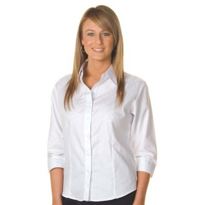 DNC 4236-120gsm 60% Cotton Ladies Tonal Stripe Shirt, 3/4 Sleeve - Click Image to Close