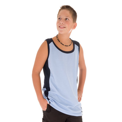 DNC 5142-175gsm Polyester Kids Cool-Breathe Contrast Singlet