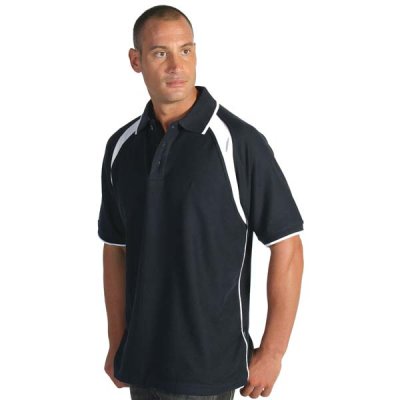 DNC 5243-220gsm Polyester Cotton Mens Contrast Raglan Panel Polo - Click Image to Close