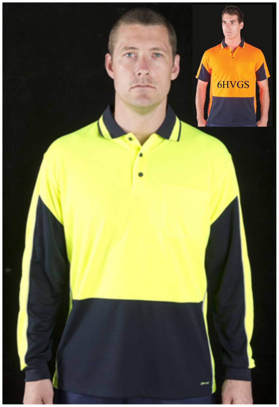 JBswear 6HVGL-JBs HI VIS L/S GAP POLO