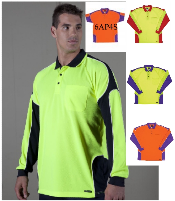 JBswear 6AP4L-JBs HI VIS L/S 4602.1 ARM PANEL POLO - Click Image to Close