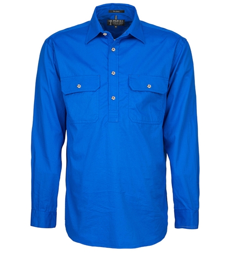 Ritemate RM200CF-150 gsm Pilbara Closed Front L/S Shirt - Click Image to Close