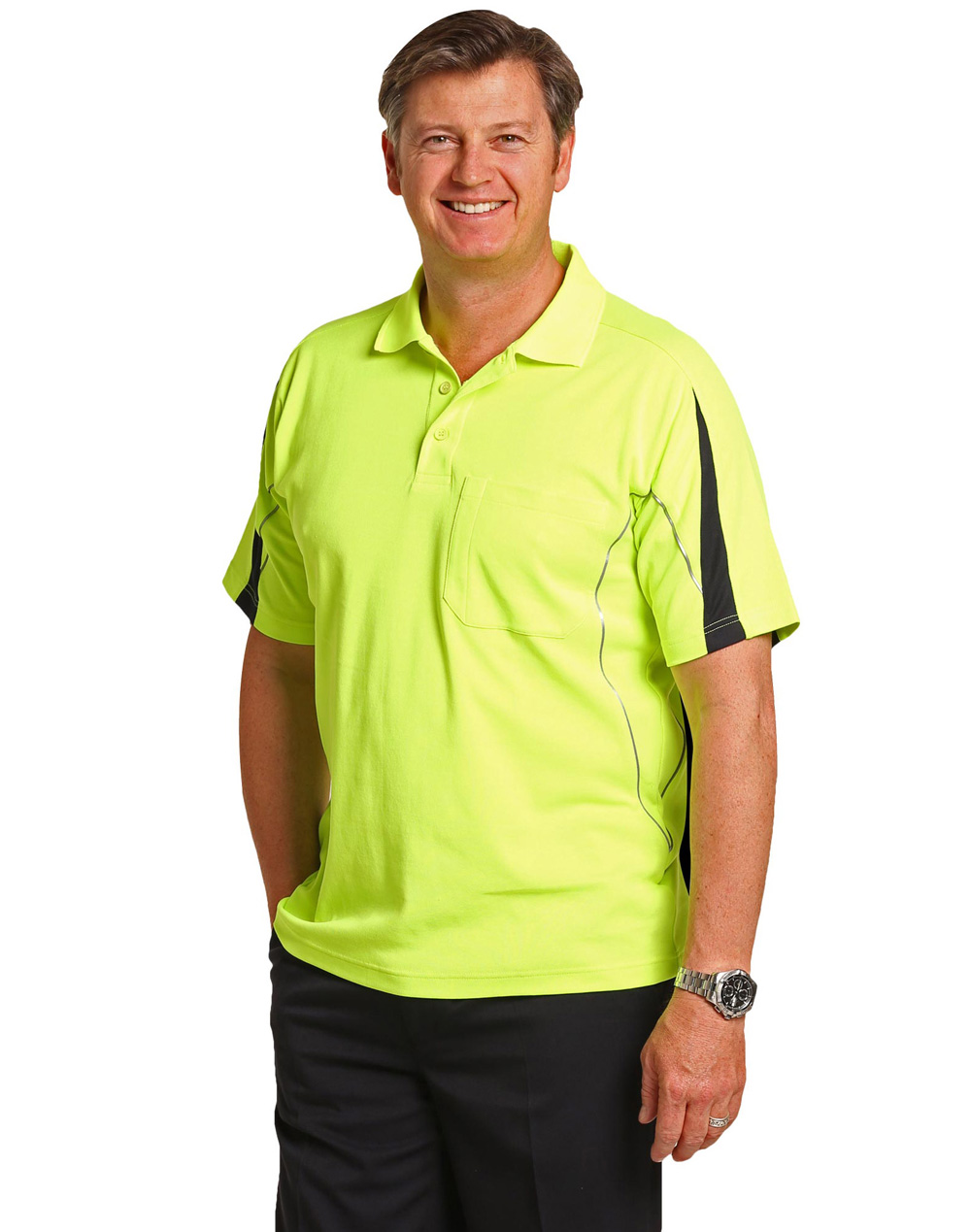 WinningSpirit SW25a-Men’s TrueDry® Short Sleeve Safety Polo