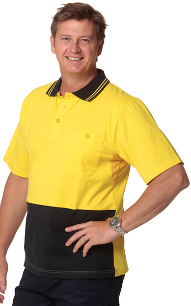 WinningSpirit SW35-COTTON JERSEY TWO TONE SAFETY POLO