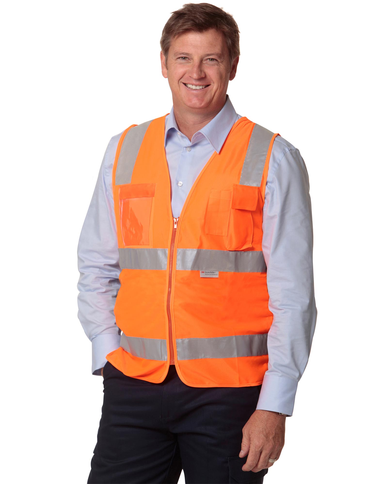 WinningSpirit SW42-HI-VIS SAFETY VEST WITH ID POCKET & 3M TAPES - Click Image to Close