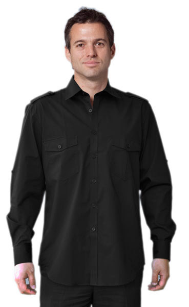 BENCHMARK M7912-Men’s Long Sleeve Mili- tary Shirt 60% Cot