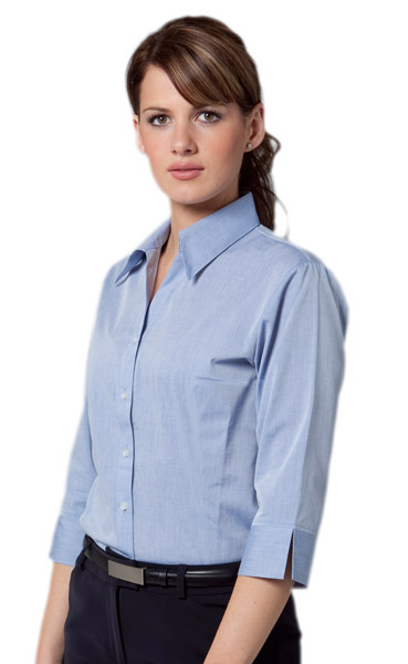 BENCHMARK M8013-Women’s Fine Chambray 3/4 Sleeve Shirt 65% - Click Image to Close