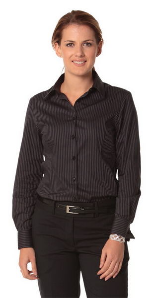 BENCHMARK M8132-Women’s Dobby Stripe Long Sleeve Shirt 100