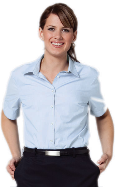 BENCHMARK M8211-Women’s Fine Stripe Short Sleeve Shirt 60%