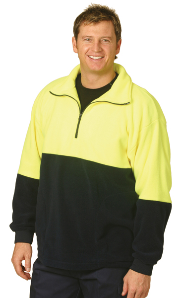 WinningSpirit SW07-High Visibility Polar Fleece Half Zip Pullove