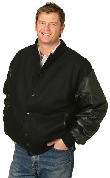 WinningSpirit JK05-Melton Wool Baseball Jacket With Leather Slee