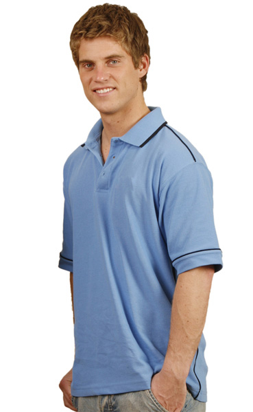 WinningSpirit PS18-Men’s Mini-Waffle Contrast Piping Polo