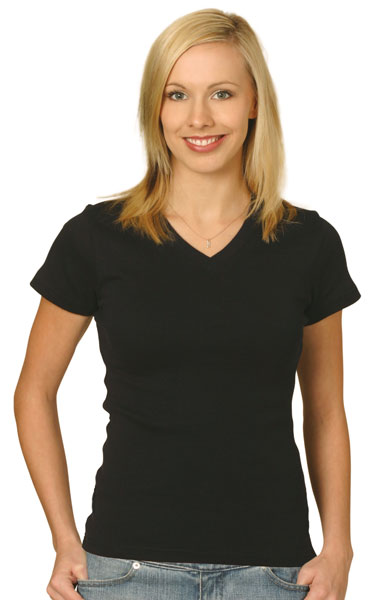 WinningSpirit TS04A-180gsm 95% Cotton, 5% Elastane. Ladies’ V-Ne