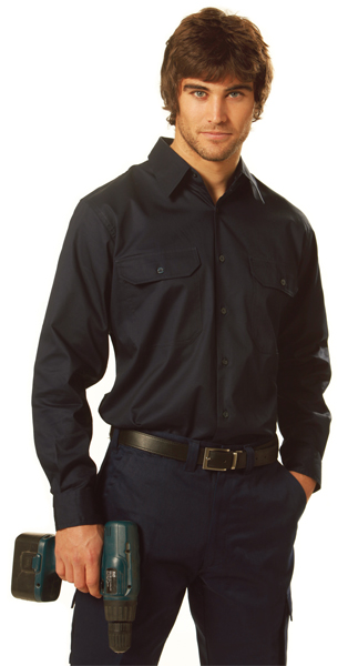 WinningSpirit WT02-Cool-Breeze Cotton Long Sleeve Work Shirt - Click Image to Close