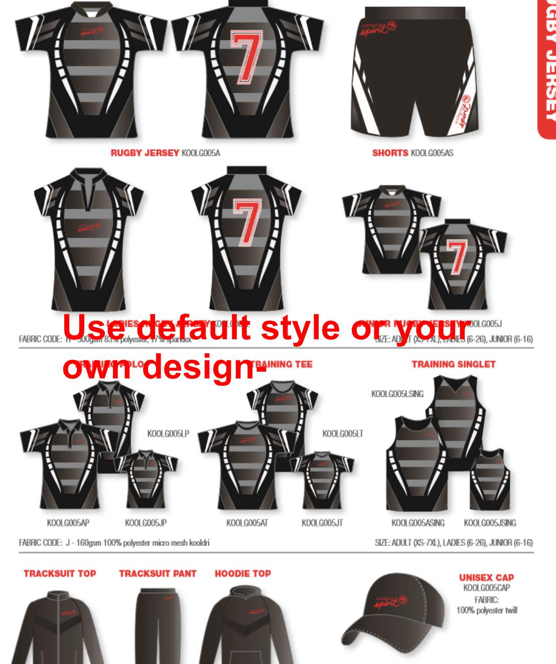 Rugby Style 1 --Design Your color Minimum 25 units - Click Image to Close